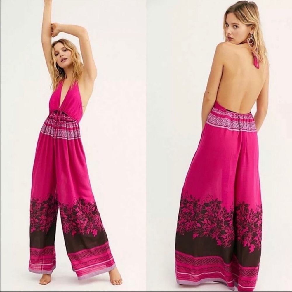 NWOT Free People Palm Beach halter jumpsuit